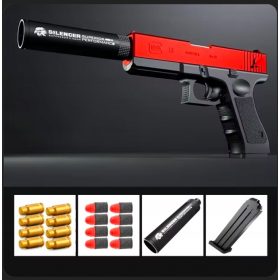   IGRAČKA PIŠTOLA Z MEHKIMI NABOJI REALISTIČNA REPLIKA GLOCK RDEČA ČRNA