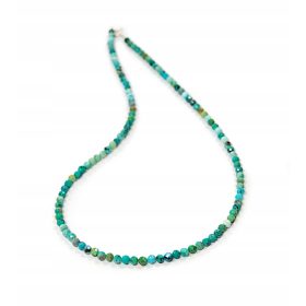    Naravna TURKIZNA ogrlica s fasetiranimi kroglicami, 4mm srebro