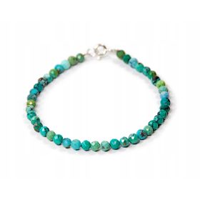   Zapestnica z naravnim TURKIZNIM, fasetiranimi kroglicami, 4mm s srebrom