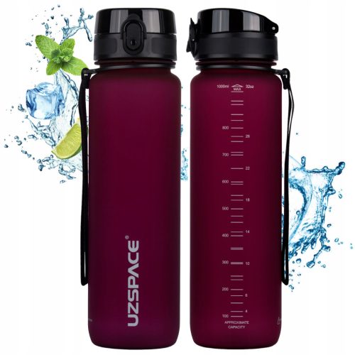 Uzspace 1000 ml Tritan športna plastenka bordo
