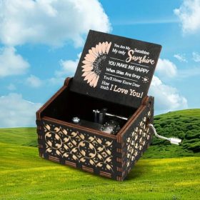   LESNA GLASBENA ŠKATLA Z ROGOM IN KAVELJČKOM - DARILNI IZDELEK "TI SI MOJ SONČEK"