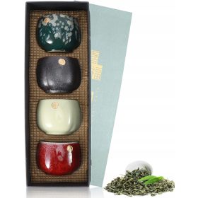   4-delni set keramičnih skodelic za čaj, eleganten kitajski/japonski retro slog