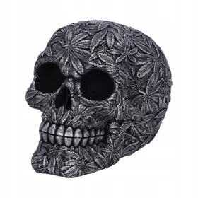   Okrašena lobanja visoka življenjska lobanja z listi High Life Skull 15,5 cm