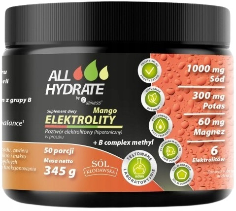 Aliness Elektroliti Mango + B-kompleks Metil za Hidracijo in Energijo - 50 odmerkov (345 g)