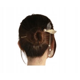   VELIKA ČOPKA ZA LASE, JAPONSKA KAPA Z OBESKOM Z ZLATIM BISEROM, REP SIRENE