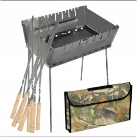  Žar Mangal kovček zložljiv na oglje za 8 nabodal