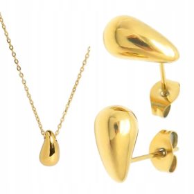   Elegantni komplet nakita v obliki kapljic, jeklena verižica, darilna škatla