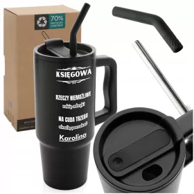   Termo skodelica z ročajem Termovka 900 ml s slamico za kavo, čaj + gravura