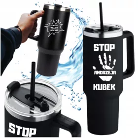   Termo skodelica za kavo s slamico, termovka 1200 ml s gravuro