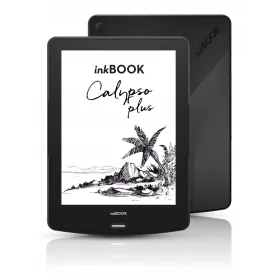   inkBOOK Calypso Plus 6" črn bralnik e-knjig s 16 GB pomnilnika, WiFi in Bluetooth povezljivostjo. Ta naprava je idealna za ljubitelje e-knjig in audioknjig, saj omogoča udobno branje in poslušanje vse