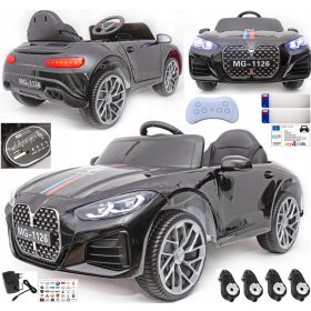   AKUMULATORSKO VOZIČEK BMW M4 CABRIO: USNJENO SEDALO, LED OSVETLITEV, 2X45W MOTOR, ČRNO KOVINSKI DALJINSKI UPRAVLJALNIK