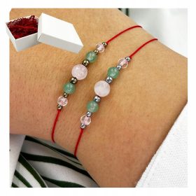   Aventurin Amulet Zapestnica Rock Crystal Rose Quartz Talisman Darilo