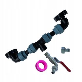   Adapter za rezervoar IBC s pipico za izpust z 1 cevjo in 2 zakrivljenimi priključki B