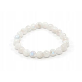Zapestnica z naravnim luninim kamnom, gladke kroglice 8 mm