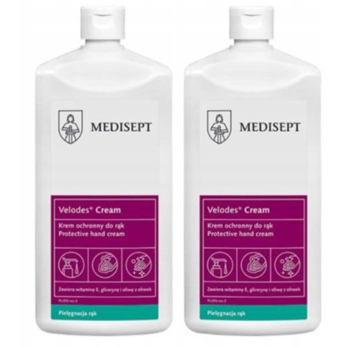 Velodes Cream Medisept – Dnevna nega in regeneracija suhe kože rok, 500 ml, paket 2 kosov