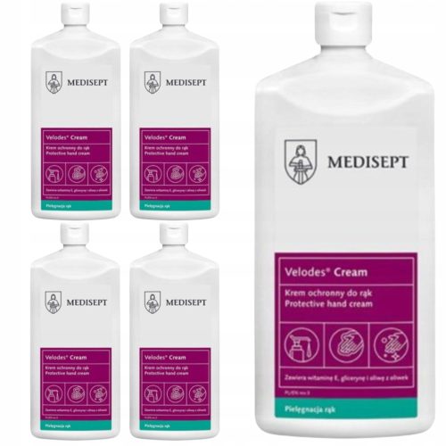 Paket 5 kosov Medisept Velodes Cream - Vlažilna in regenerativna krema za roke, 500 ml