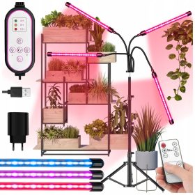   GROW LED svetilka za gojenje rastlin na stativu 4x80 LED s časovnikom in daljinskim upravljalnikom