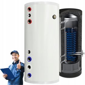   Zalogovnik tople sanitarne vode, inox bojler, 300l, vmesni zalogovnik s toplovodom, 4m²