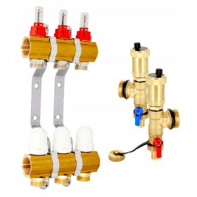   Visokokakovostni razdelilnik talnega ogrevanja s 3 krogi in avtomatskim odzračnikom