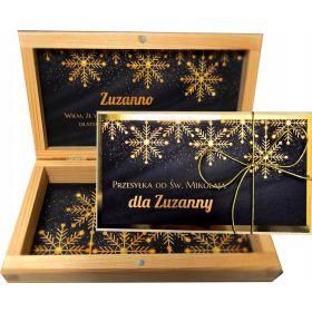 Božično darilo Svetega Miklavža, lesena škatla za denar