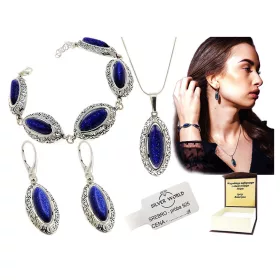 Srebrni komplet nakita Cairo Night 925 z graviranim kovčkom