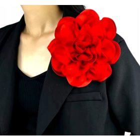 Velika broška RDEČA SATEN ROSE FLOWER PIN 20cm