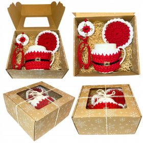   Božično darilo pod božično jelko - Darilni set s skodelico Deda Mraz rdeča