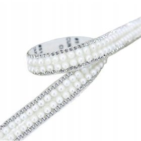   TRAK S CIRKONI IN BISERI 12 cm 9 m samolepilni trak za zavese