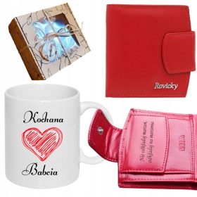   DARILO ZA BABICO | ELEGANTEN SKORJENI DENARNICA IN KAVNIČEK ZA POPOLNO DARILNO ZAPOREDJE ZA VAŠO BABICO! Iščete idealno darilo, ki bo izrazilo več kot besede? Ta čudovit darilni komplet vključuje skor