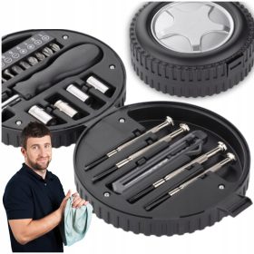   Komplet orodij v obliki avtomobilskega kolesa za fante - 18 kosov