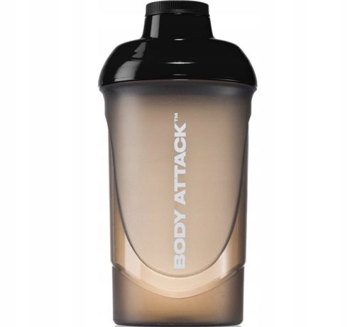 portni shaker za Body Attack brez BPA, Črna barva, 600 ml