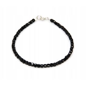   Naravna zapestnica ČRNI TURMALIN s fasetiranimi kockami, 3 mm