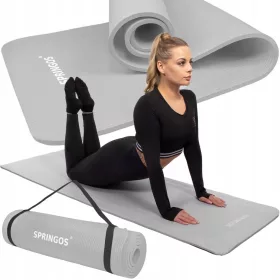   Springos® Profesionalna Protizdrsna Gimnastična Podloga za Jogo in Fitnes 183 cm x 61 cm siva