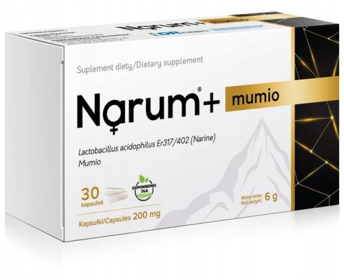 Narum + Mumio 200 mg: Probiotik Narine za Podporo Črevesne Mikroflore, 30 kapsul