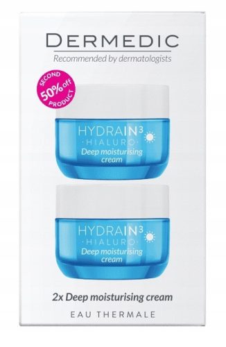 DERMEDIC HYDRAIN3: Intenzivno vlažilna krema za občutljivo kožo, 2x50ml