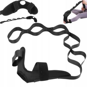   Pas za raztezanje noge joge s 6 obroči črne barve dolžine 115 cm