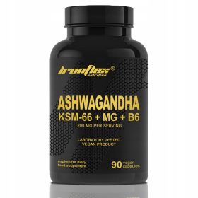  IronFlex Ashwagandha KSM-66® z Magnezem in Vitaminom B6 - Veganske Kapsule