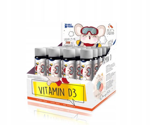 Vitamin D3 za otroke 2000 IU za boljše počutje, 20 ampul s pomarančnim okusom