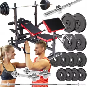    BODYBUILDING SET 98KG LITOŽELEZNA KLOP MOČAN SOD DUMBS UTEŽI