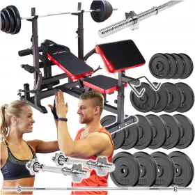    BODYBUILDING SET 138KG LITOŽELEZNA KLOP MOČAN COD DUMBS UTEŽI