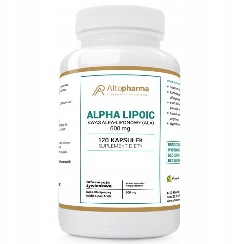 ALTO PHARMA Alfa Lipoična Kislina (ALA) 600mg, 120 kapsul - Močan Antioksidant