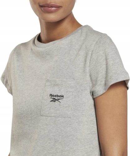 portna majica Reebok za ženske s kratkimi rokavi in žepom, siva rS