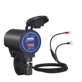 Motoristični dvojni USB polnilnik, vodotesen