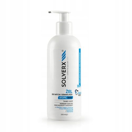Gel za umivanje obraza in oči SOLVERX Atopic Skin za atopično kožo, 200 ml