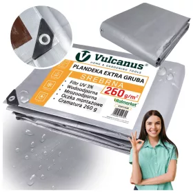   Visokokakovostna in izjemno trpežna ponjava Vulcanus® PREMIUM, 6x8 m, srebrno-črna
