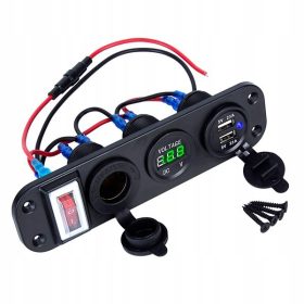   4 v 1 digitalni voltmeter 12V vtičnica z dvojnim USB polnilnikom