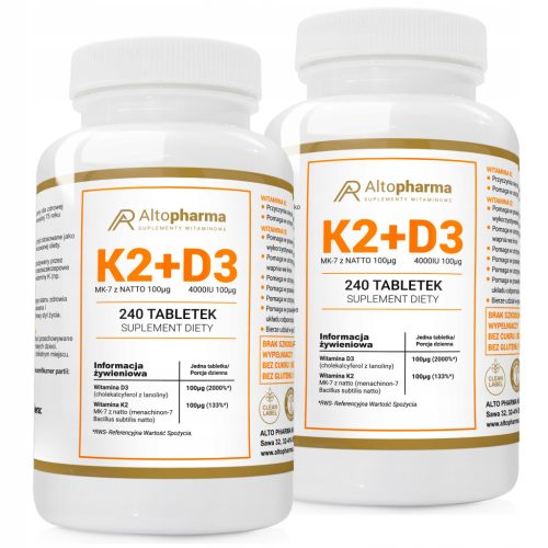 Vitamin K2 MK-7 z Natto in D3 4000IU za močnejše kosti in boljši imunski sistem