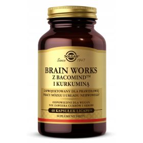    Solgar Brain Works za podporo možganskih funkcij, 60 kapsul z BacoMind™ in kurkuminom 