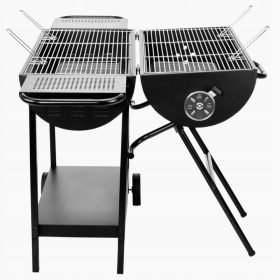    VELIK udoben VRTNI ŽAR NA OGLJE praktična DVOJNA MREŽA 139x74cm