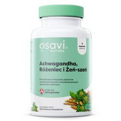 Ashwagandha, Różeńec górski in Žen-šen v veganskih kapsulah - 120 kosov